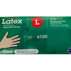 Latex Gloves Clear Powdered Size L