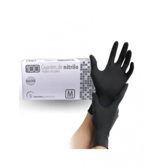 Nitrile Gloves Black Powder Free Box of 100 Size M